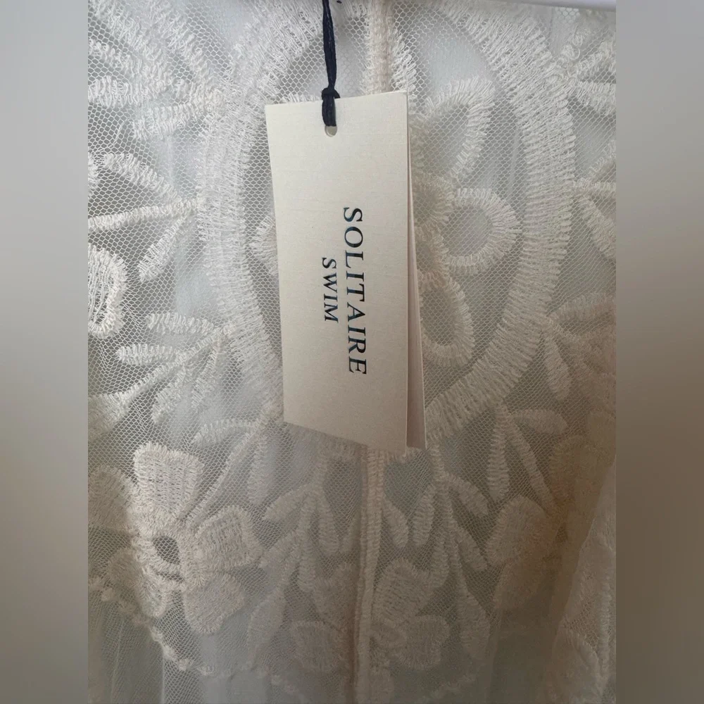 Solitaire Swim Ivory Lace Kimono CoverUp NWT - Picture 5 of 9